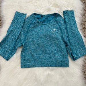 GYMSHARK Vital Seamless Crop Top, Blue size Small